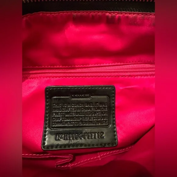 COACH Plaid Tote with Black Medallion - Black, Pink, Gray - Picture 11 of 12